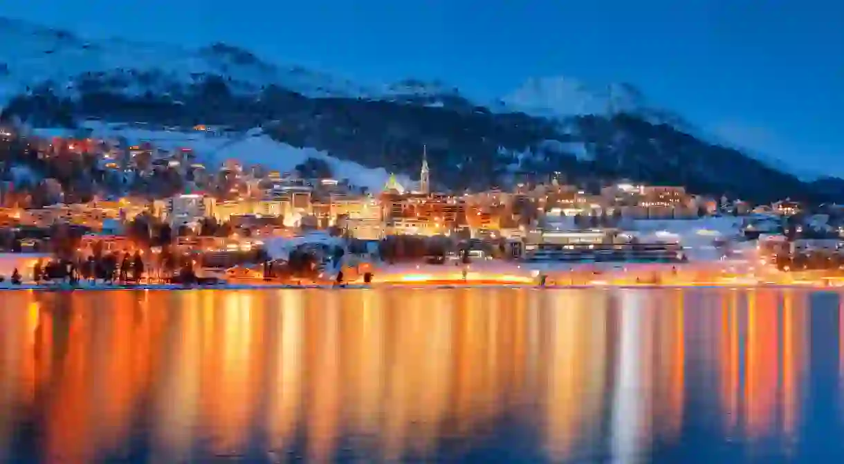 The view of St Moritz across the lake is stunning any time of day or night