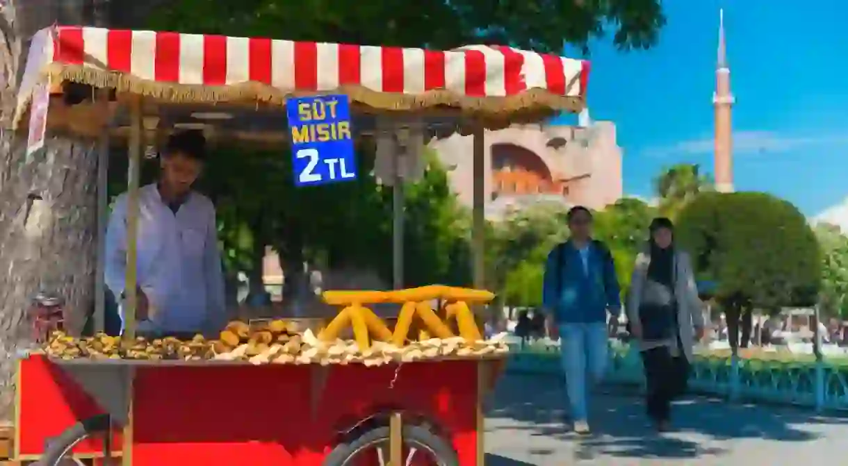 Roasted chestnuts are a popular street-food snack in Istanbul