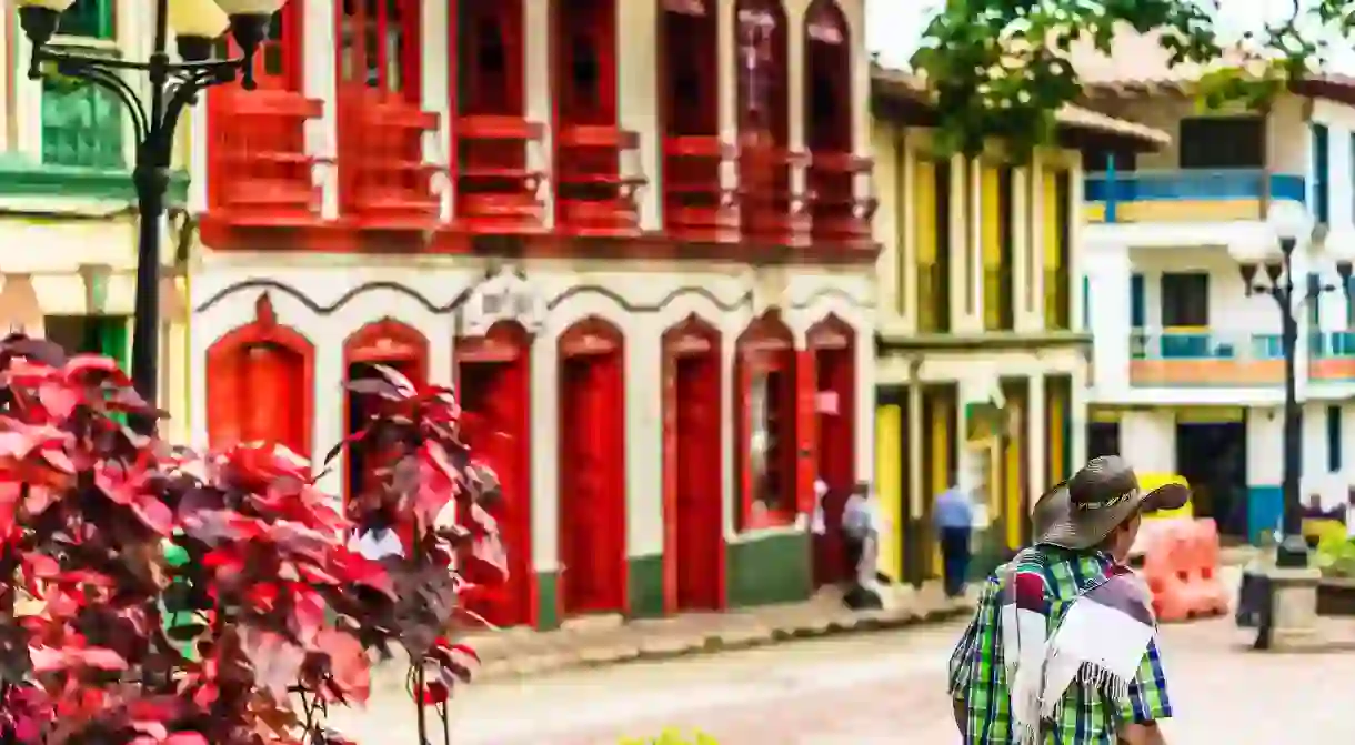 Marvel at the colorful red colonial buildings in Jericó, Colombia