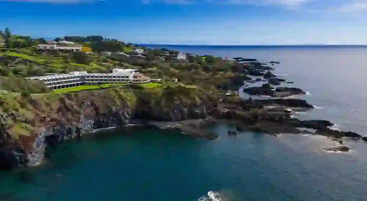 Enjoy a stay at the Caloura hotel resort in the Azores with panoramic views of the ocean and beyond