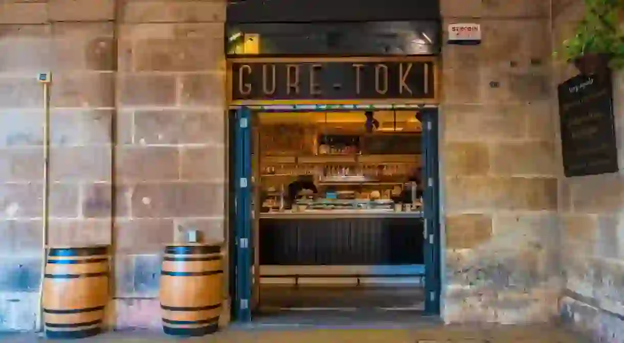 The exterior of popular pintxos bar Gure-Toki on Bilbaos Plaza Nueva