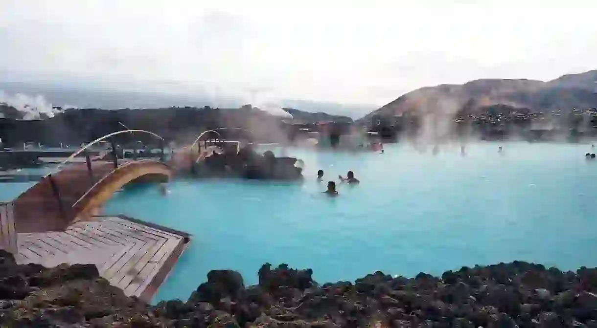 This lava field in southwestern Iceland is home to the Blue Lagoon