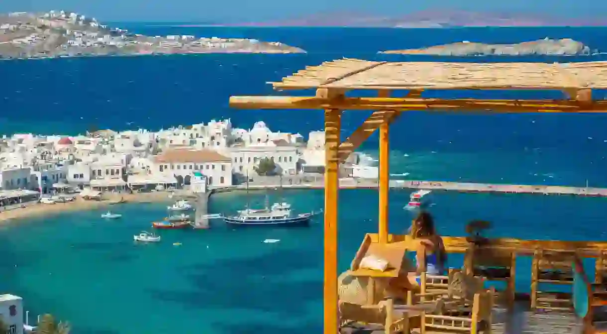 Chora, the main town on Mykonos, as seen from the Sunset 180 bar