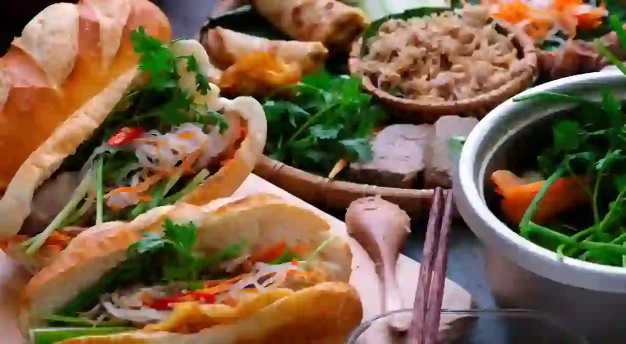 Bánh mì is a traditional Vietnamese baguette sandwich