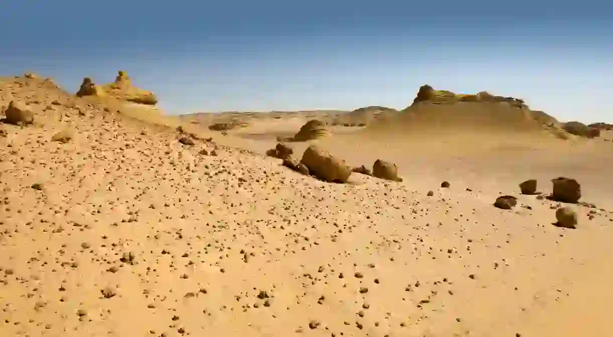 The Valley of the Whales, near Wadi El-Hitan in the Western Desert, has been carved out by wind erosion