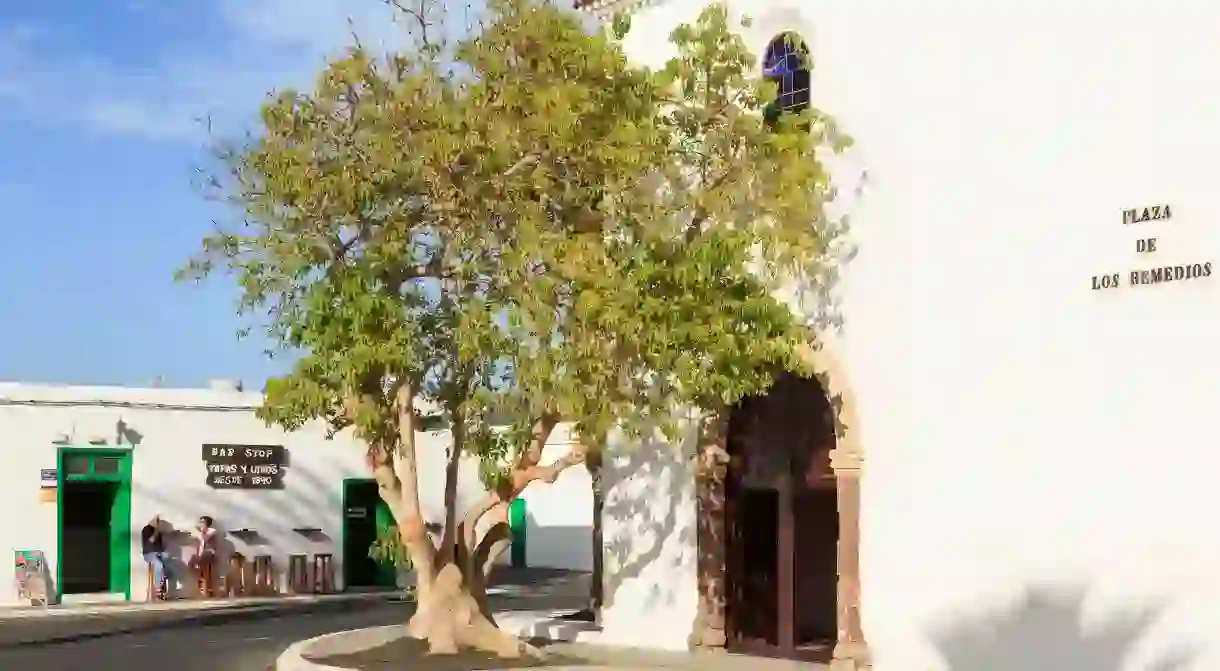 Bar Stop in Yaiza, Lanzarote, sits next to a 17th-century church