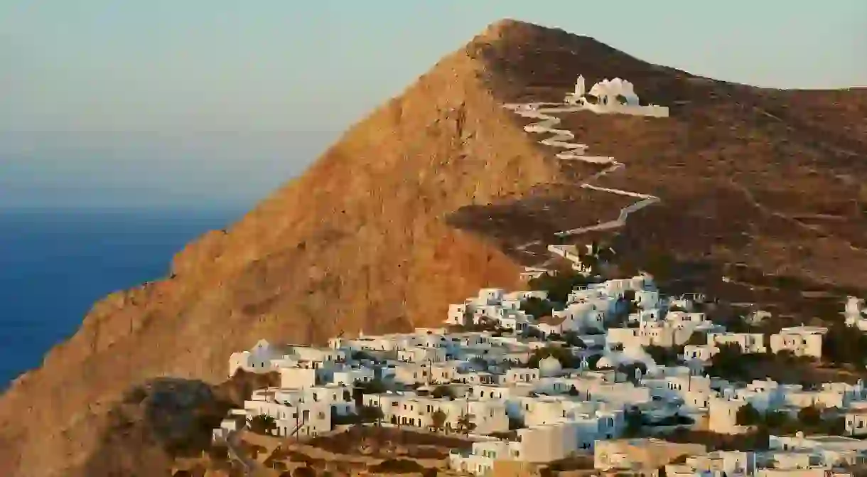 Take the winding path to the Church of Panagia in Folegandros, and you’ll be rewarded with a sweeping views