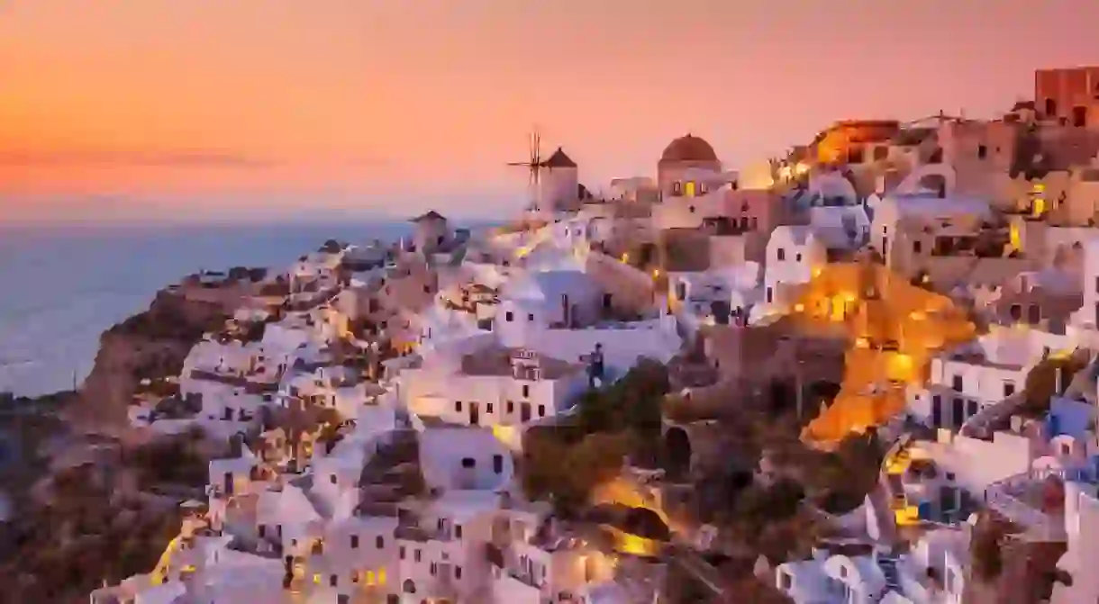 The village of Oia is a popular spot to watch the sunset on Santorini