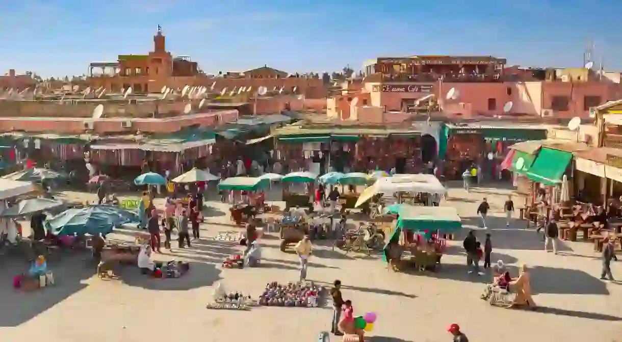 Jemaa el Fna is famous for its souks, snake charmers and street food