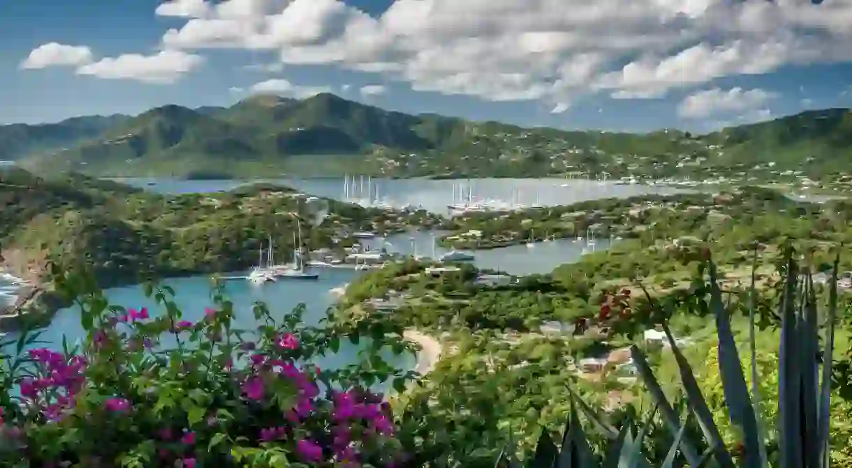 Lush greenery surrounds English Harbour and Nelsons Dockyard in Antigua