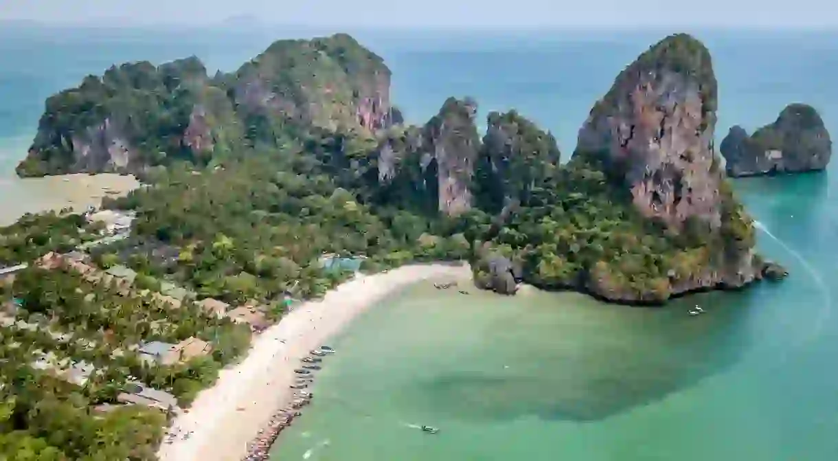 Railay Beach is a climbers paradise in Thailands southern province of Krabi