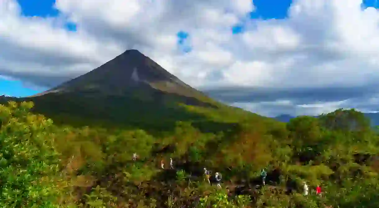 The conical shape of Arenal Volcano is a well-known Costa Rican landmark