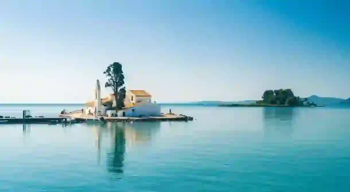 Make time to visit beautiful Vlacherna Monastery on Mouse Island, Corfu