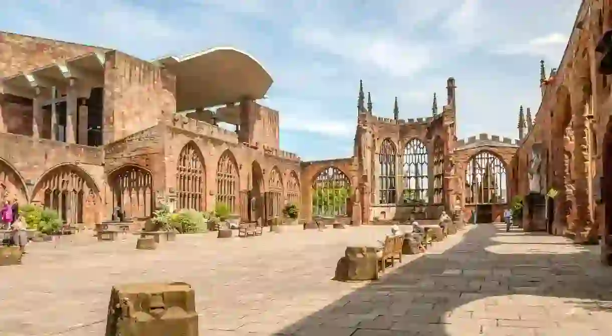 The Ruins of Coventry Cathedral – also known as St Michaels Cathedral – provide a backdrop to open-air events and occasional film recordings