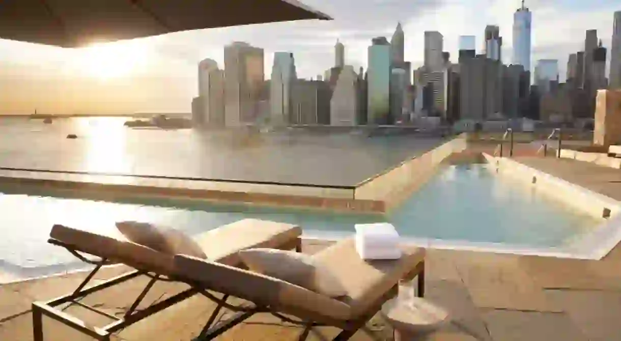 The rooftop pool at 1 Hotel Brooklyn Bridge comes with incredible views