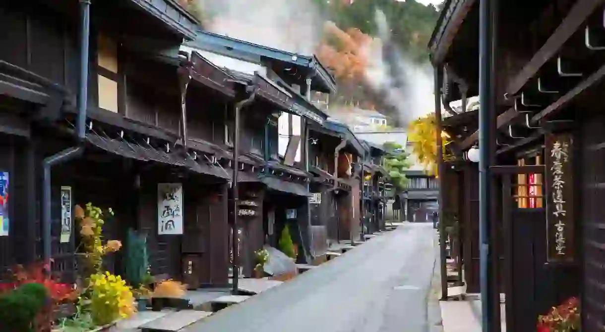 Edo-era merchants’ houses line the narrow streets of the Sanmachi Suji historic district in Takayama