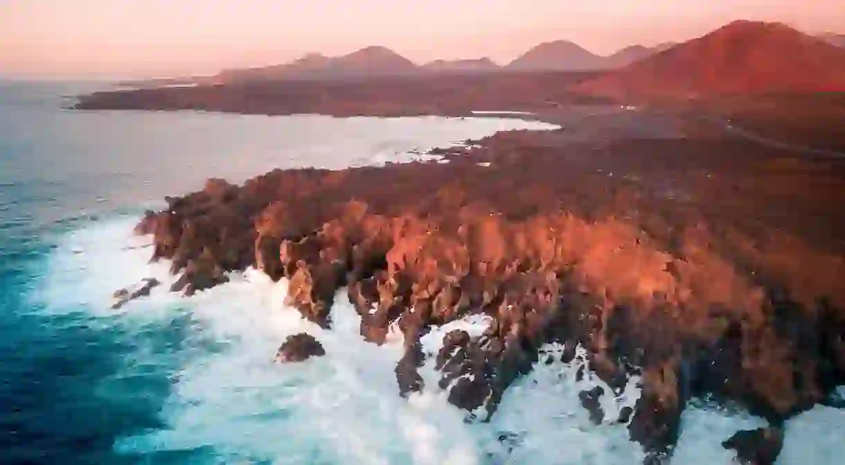 Los Hervideros are lava cliffs on Lanzarote, Canary Islands