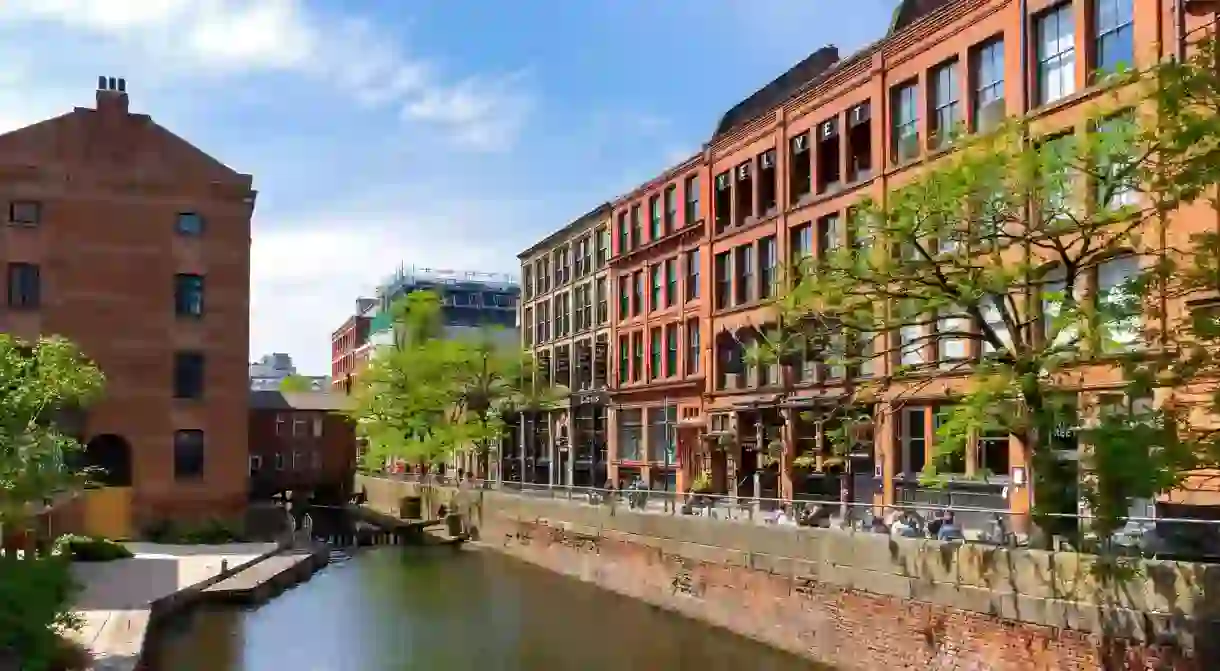 The Rochdale Canal runs through Manchester, England