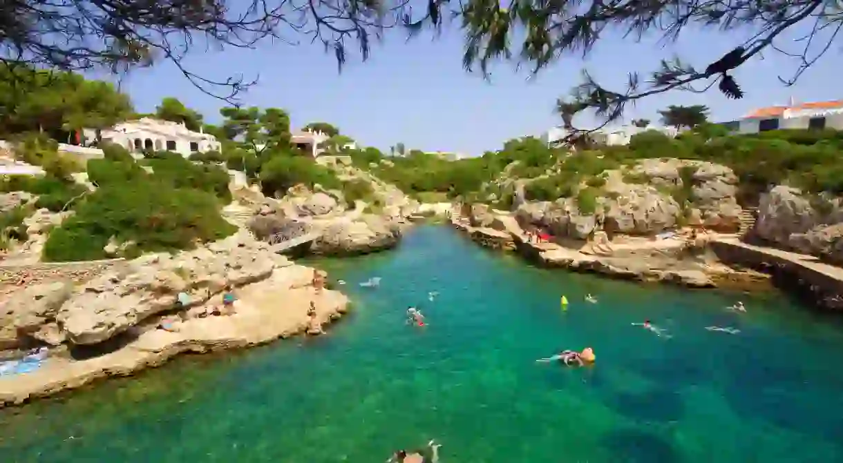 The rocky beach of Calan Forcat is close to popular hotel Globales Los Delfines