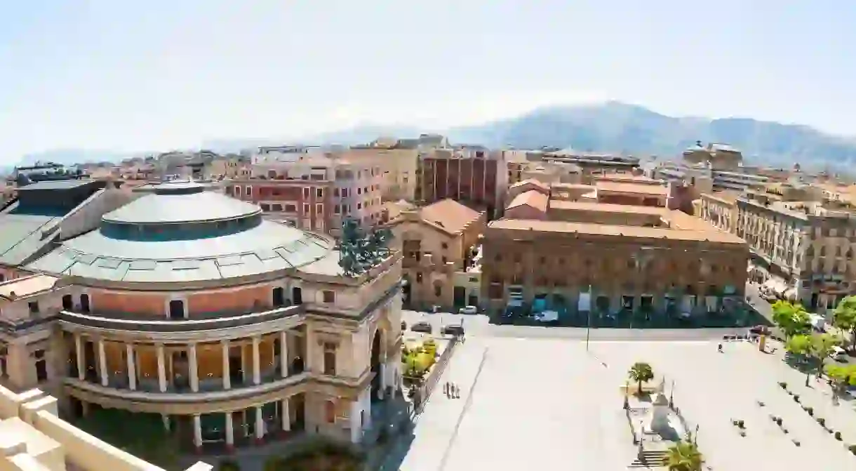 Hotel Politeama offers views of the adjacent Piazza Ruggiero Settimo and across greater Palermo