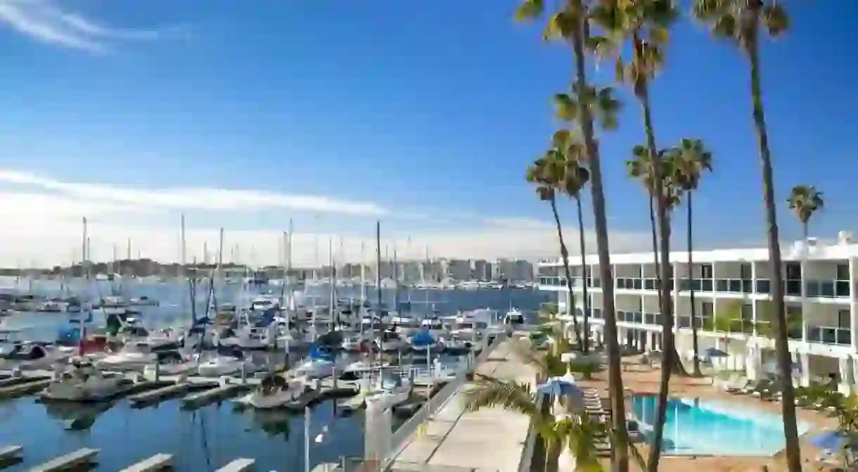 Enjoy a view of the boats with a stay at the Marina del Rey Hotel, a short drive from LAX