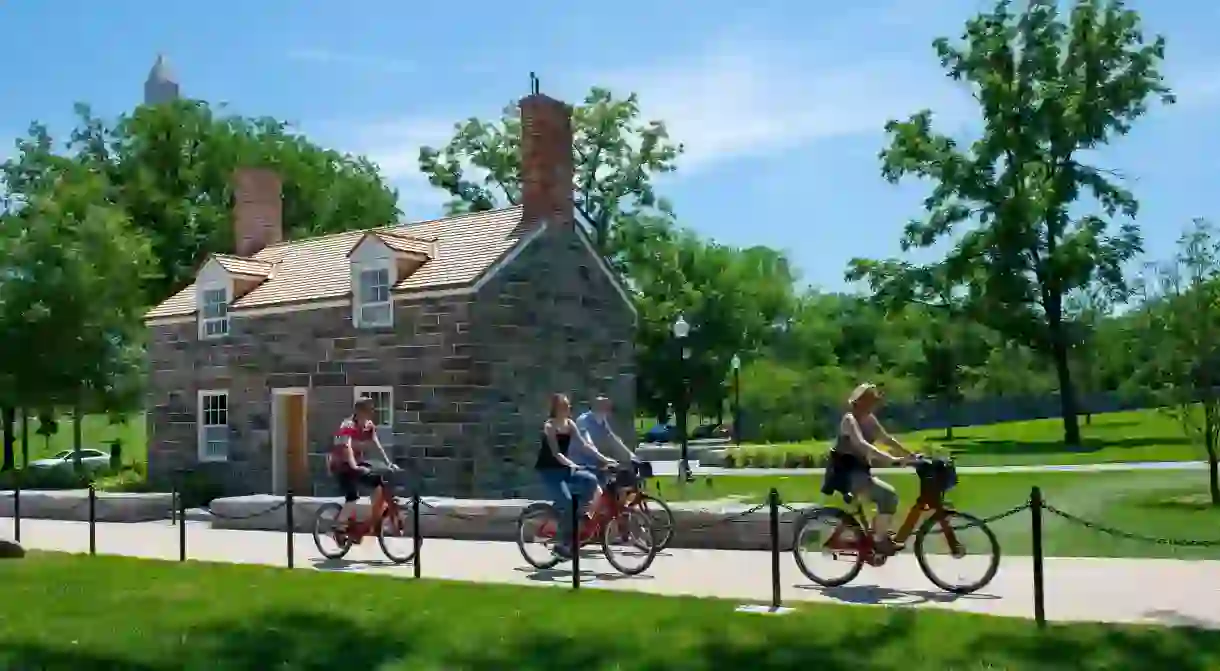 Built in 1837, the Lock-Keepers House is the oldest building on the National Mall in the Constitution Gardens, which can be explored by bike