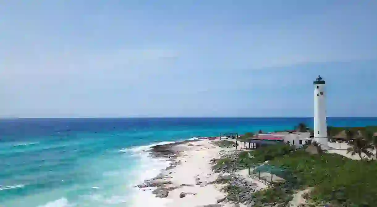 The Faro Celarain stands tall on the coast of Cozumel