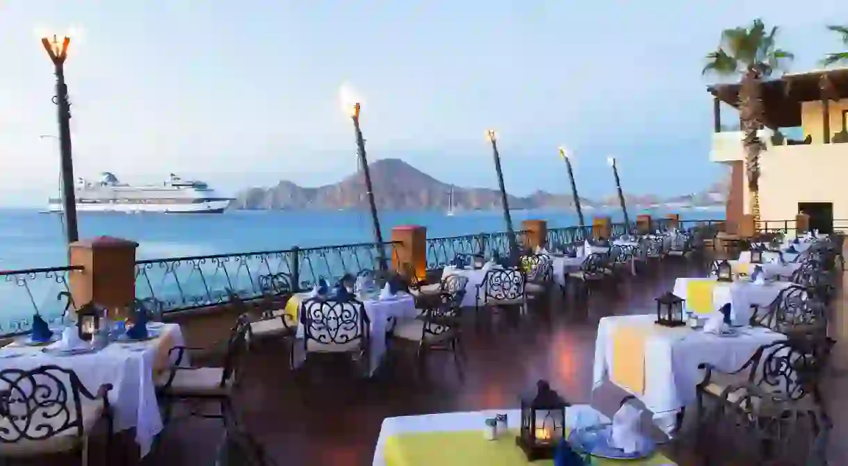 Take in the sea views at the El Patrons outdoors terrace at Villa del Arco