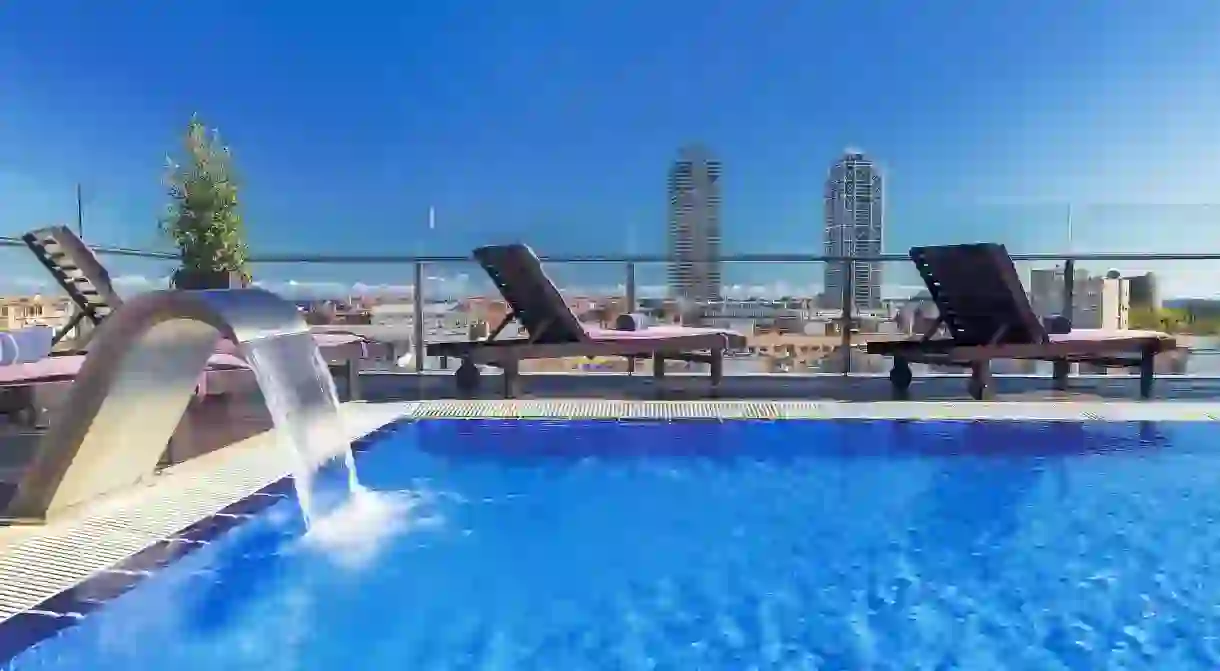 Cool off in the plush swimming pool at H10 Marina Barcelona, as you take in stunning views