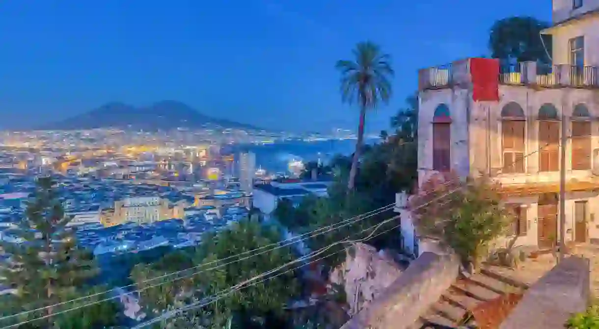 The views down from the Vomero district frame night-time Naples perfectly