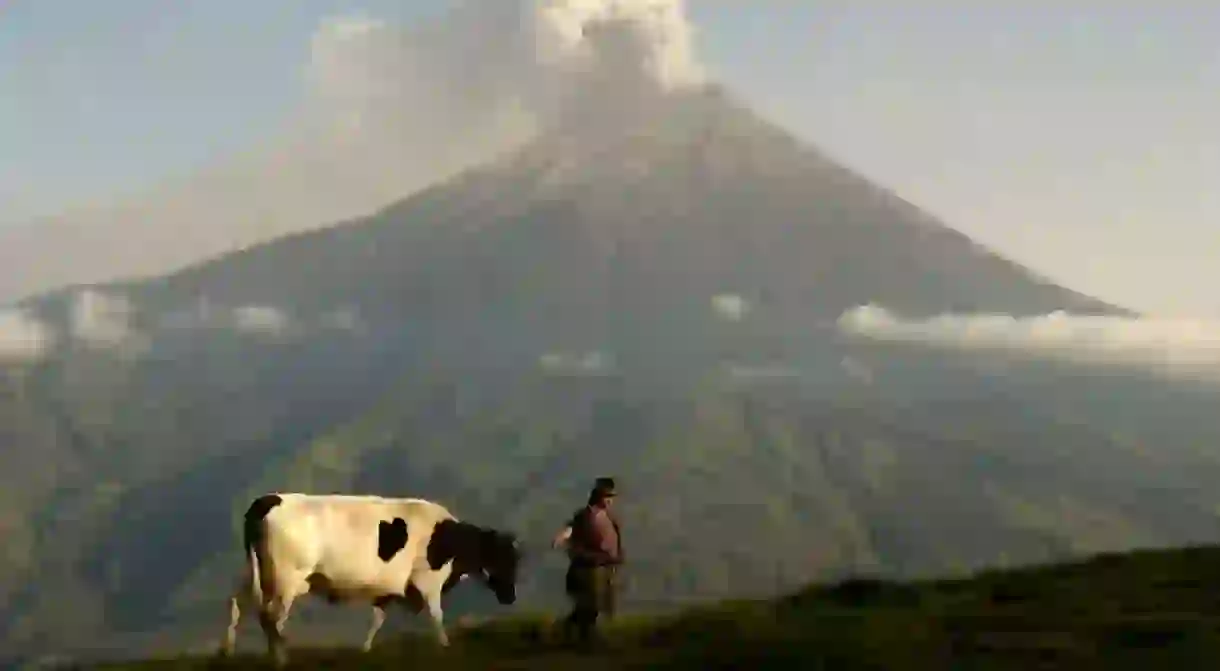 Tungurahua is an active volcano visited by tourists throughout the year