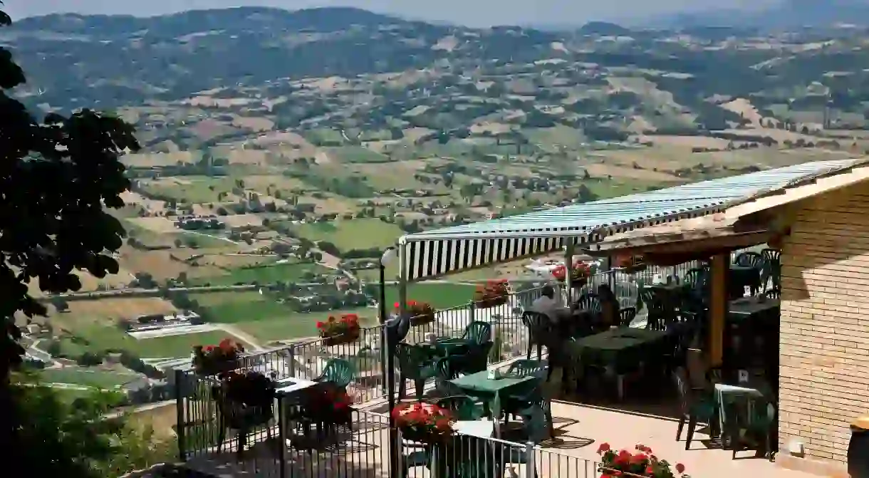 Views over the Gubbio valley accompany meals in many of the areas restaurants