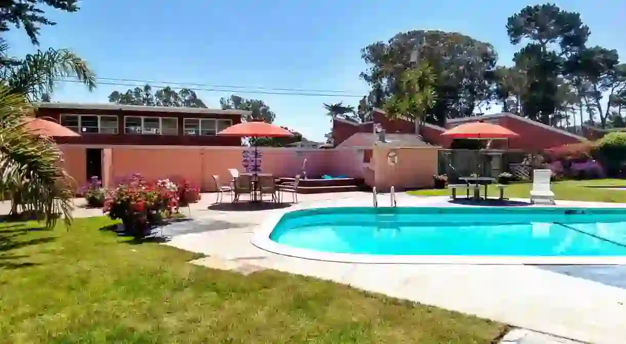 Enjoy a swim in Butterfly Grove Inns outdoor pool before heading over the Monterey Bay Aquarium