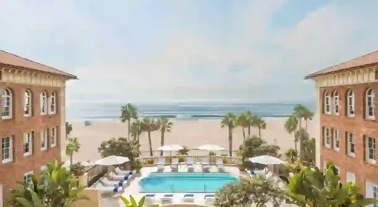 The beach is only a stones throw away from Casa del Mar in Santa Monica