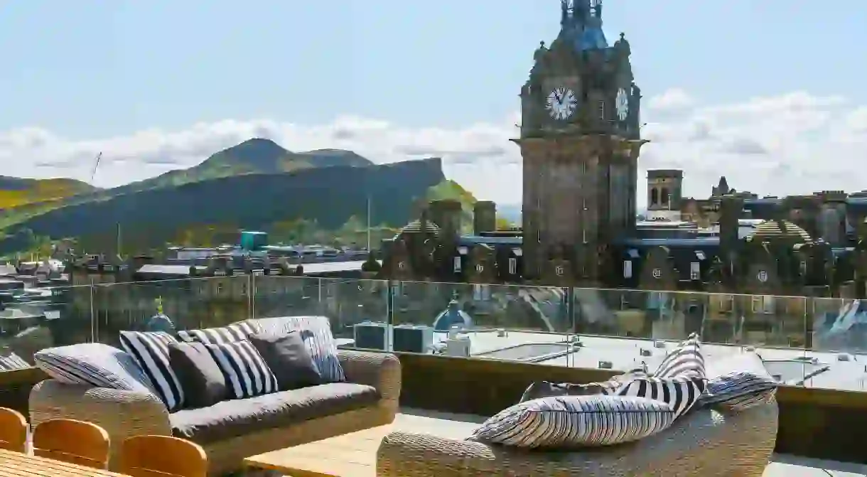 Take in the stunning city view from your own romantic rooftop terrace in Edinburgh