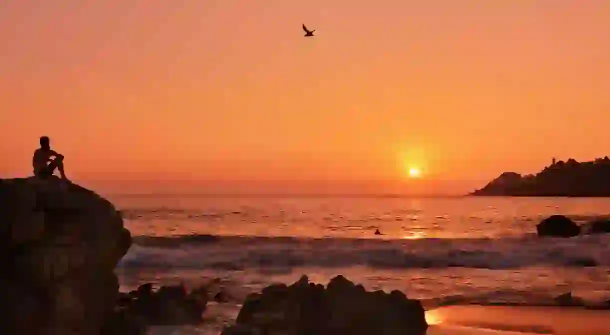 D7W0RG Sunset over the Puerto Escondido beach