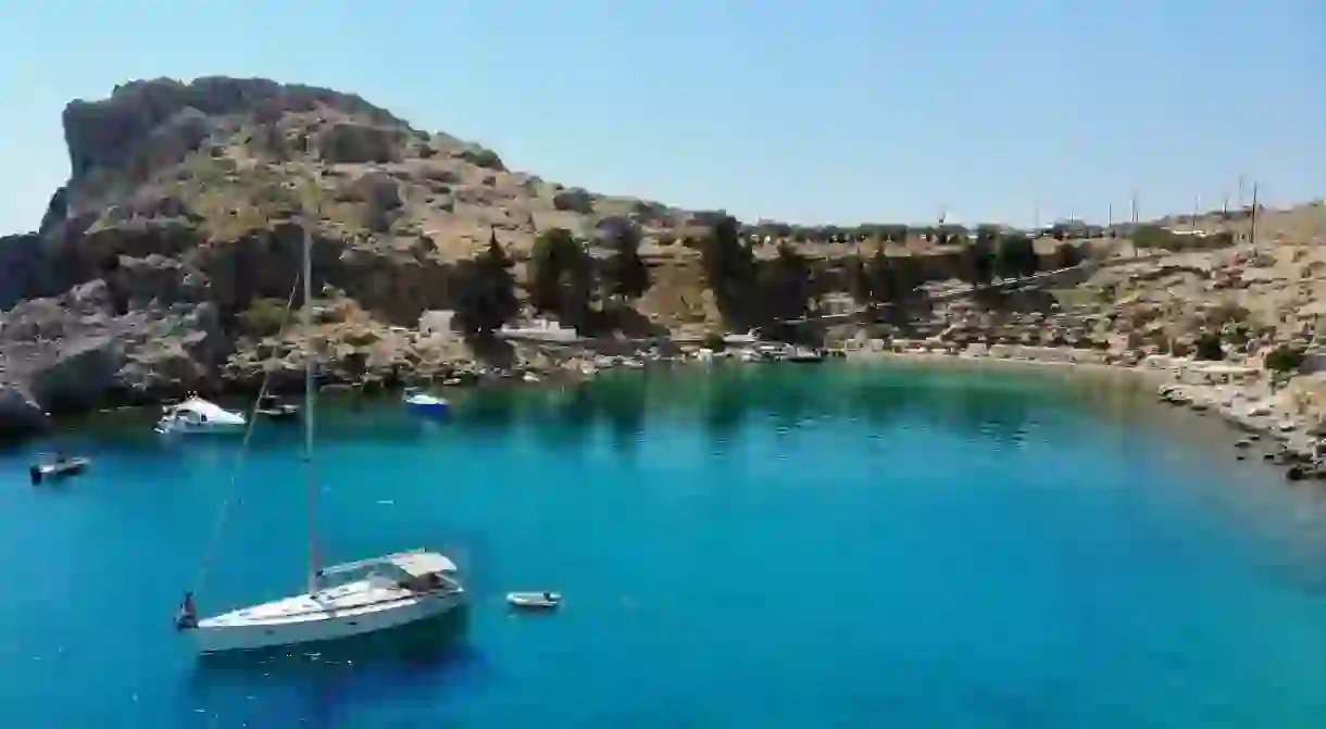 St Pauls Bay is one of the attractive beaches on Rhodes