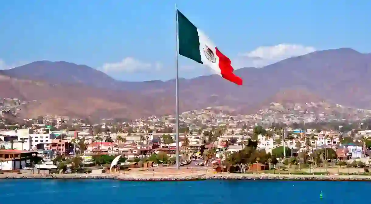 You cant miss the enormous Mexican flag by the marina in Ensenada