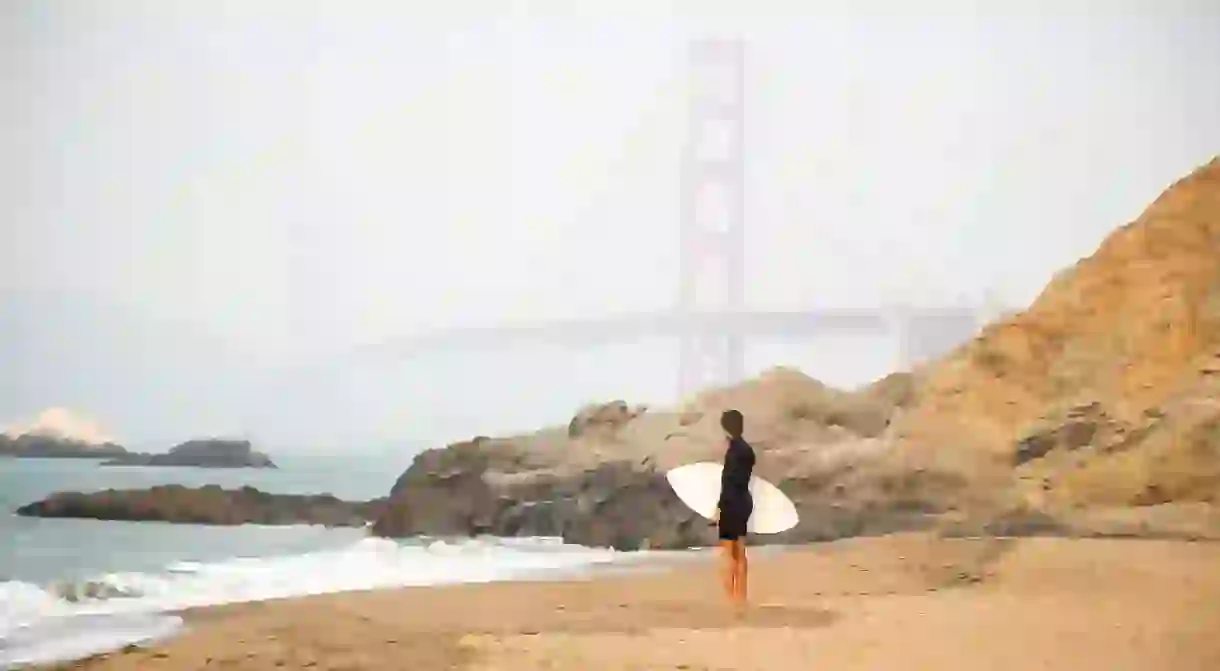 Baker Beach, San Francisco, offers great views of the Golden Gate Bridge