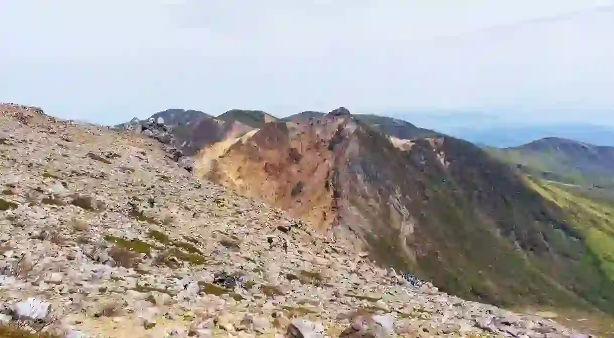 Mount Nasudake (Chausudake) is an active volcano with views over surrounding mountains including Mount Nikko-Shirane