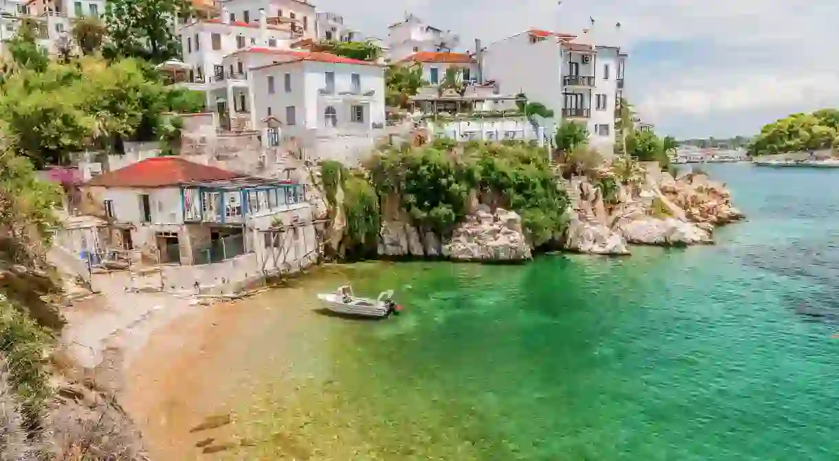 Enjoy traditional Greek scenes and stunning views on a trip to Skiathos