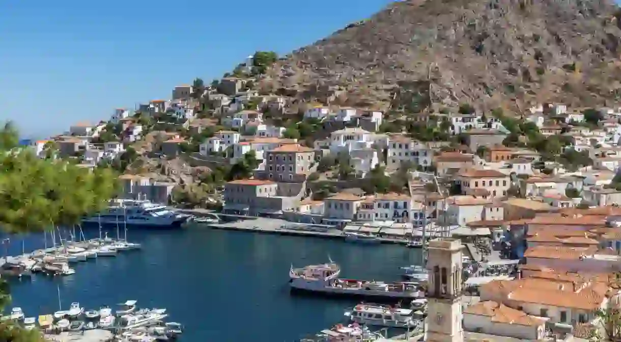 A two-hour ferry ride from Athens, Hydra is a car-free island with charming narrow alleyways and stone mansions