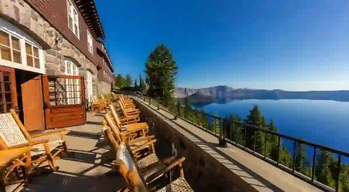 You can’t help but relax when taking in the spectacular views from the Crater Lake Lodge patio