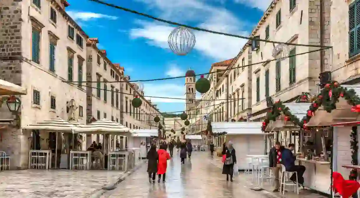 Stradun, the main street in Dubrovnik, gets in the festive spirit