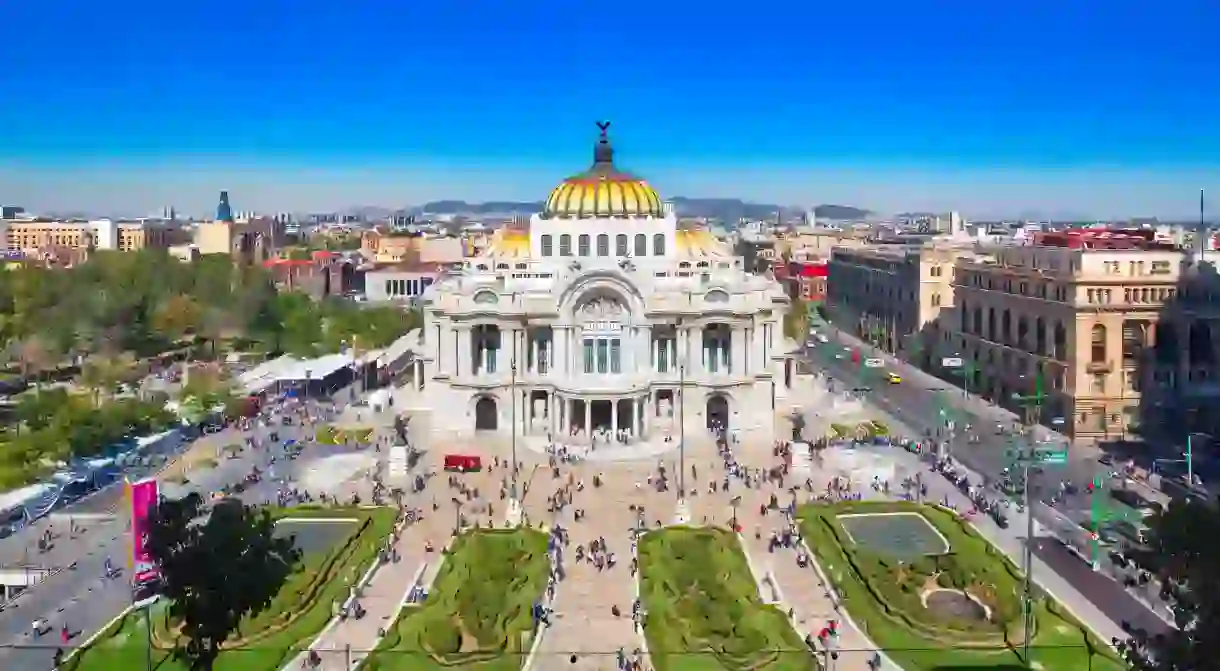 The Palacio de Bellas Artes, in Alameda Central Park, is a key architectural and cultural landmark of Mexico City