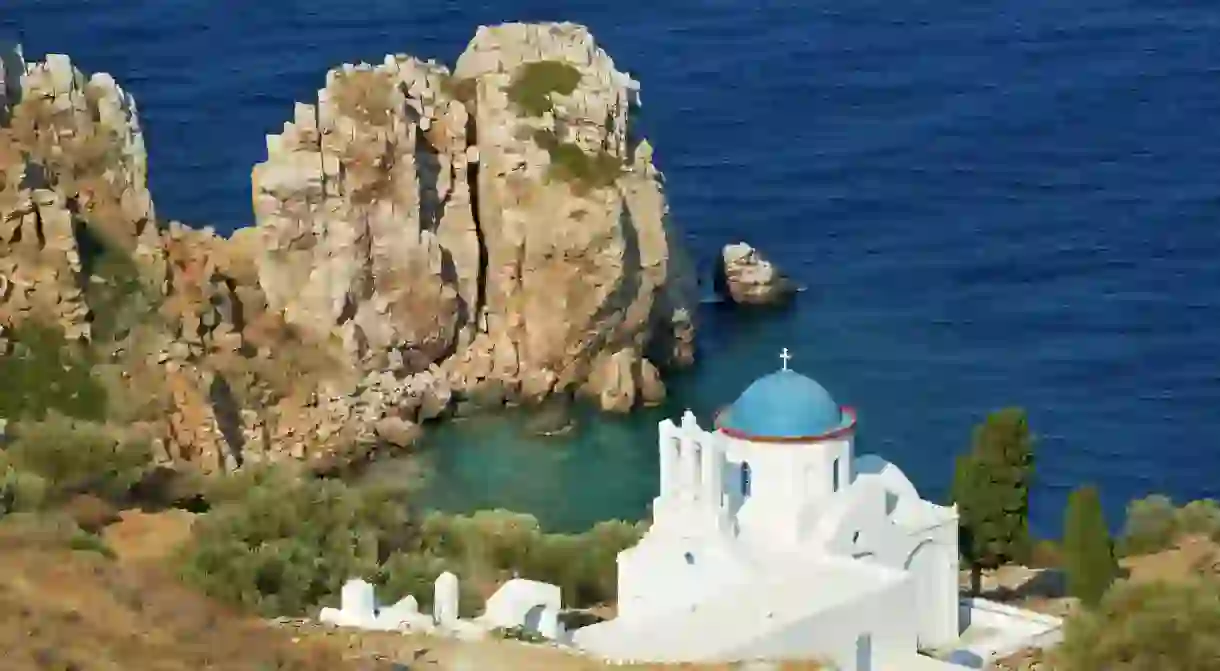 If you make the trip to remote Panagia Poulati, you’ll be rewarded with peace and quiet amid a beautiful landscape