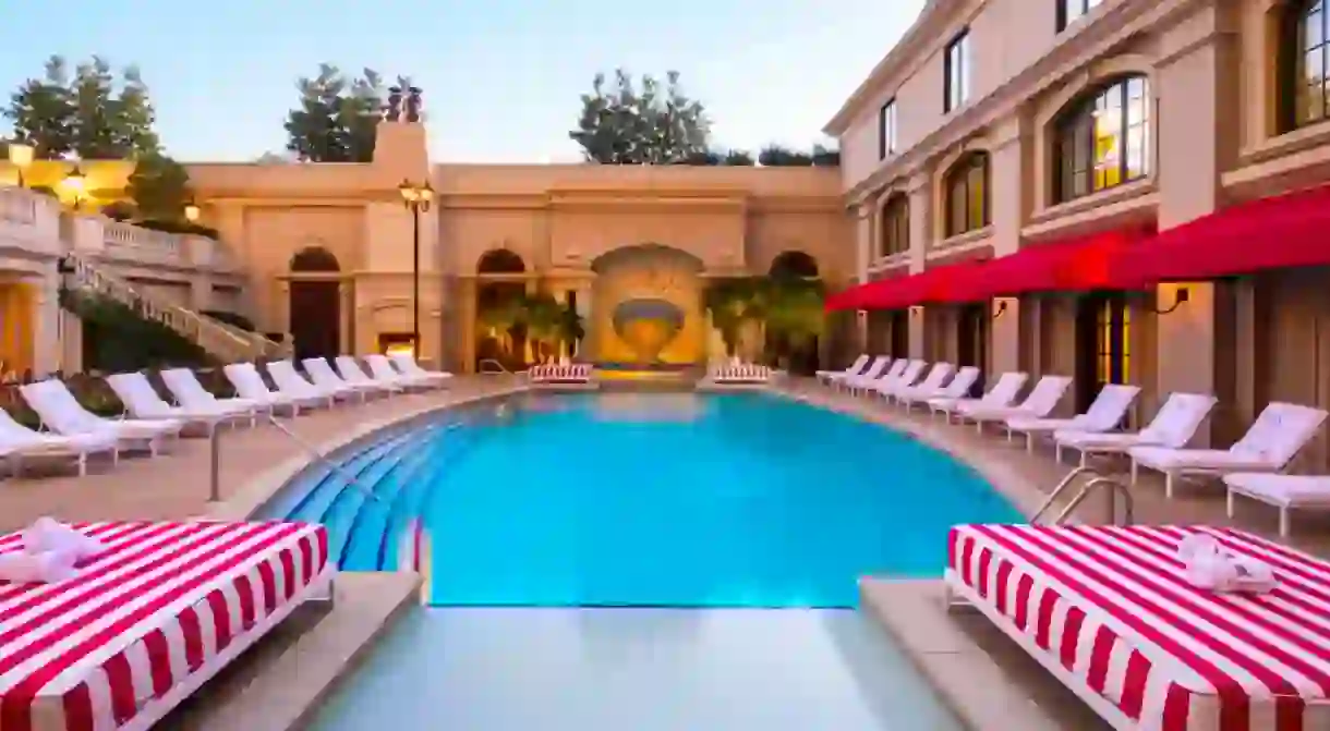 The St Regis has its own huge pool, but dont let that keep you from Six Flags White Water