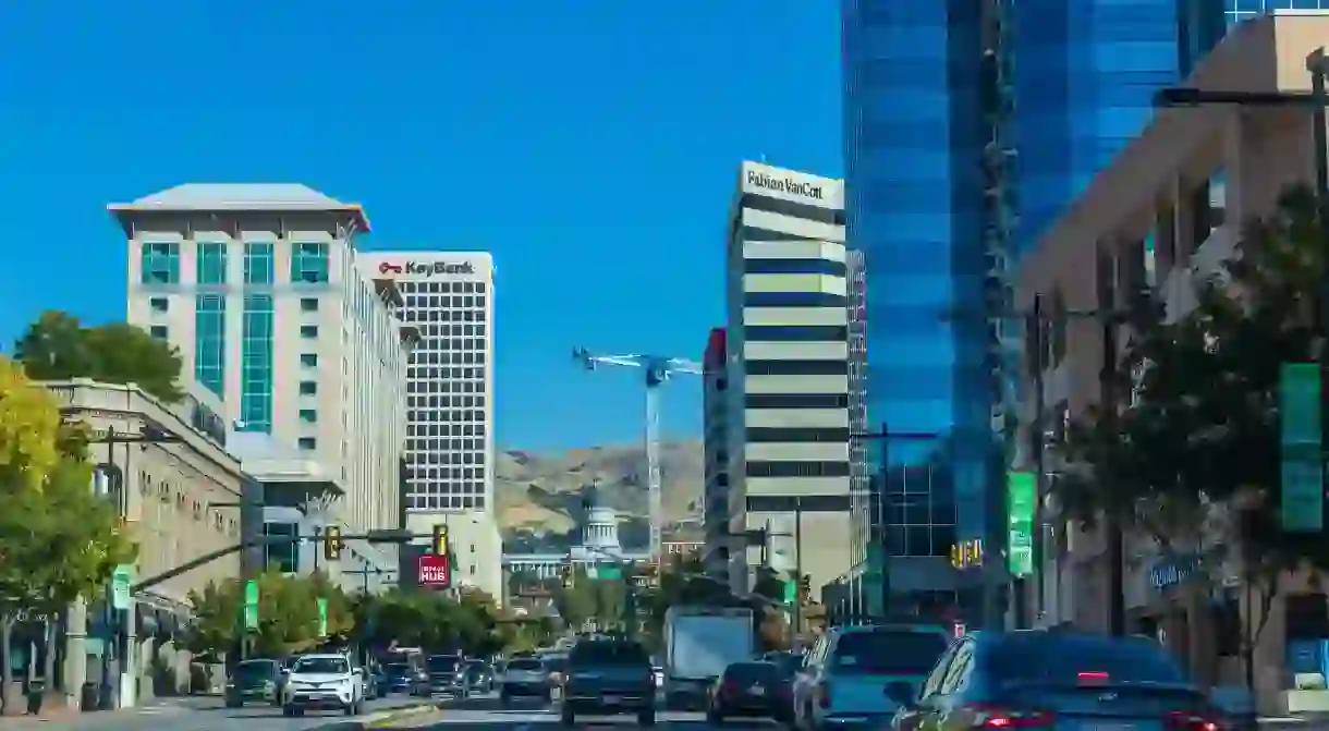 Downtown Salt Lake City, the most populous city in the state of Utah