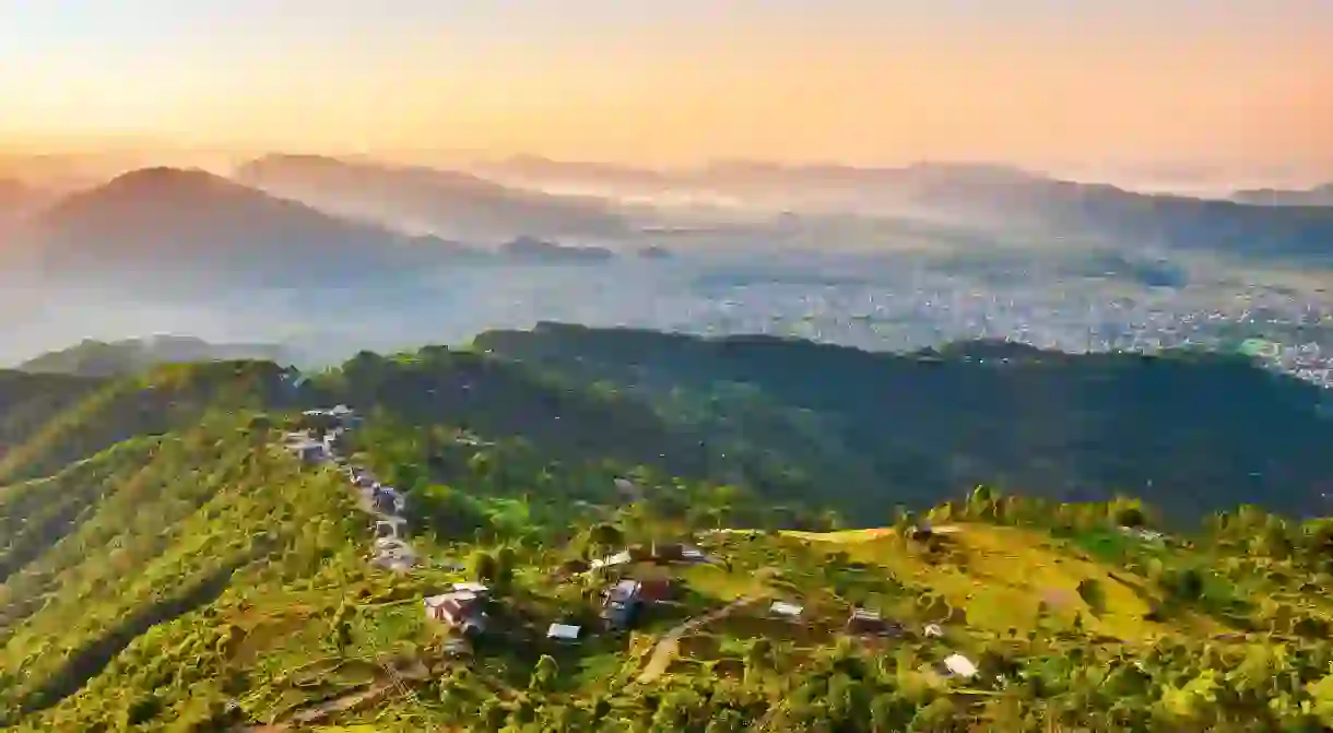 Enjoy panoramic views from Sarangkot Hill viewpoint at sunrise in Pokhara, Nepal