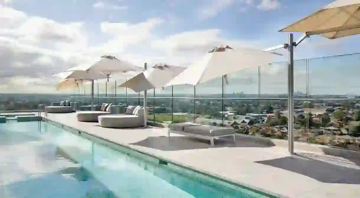 Enjoy the view from the rooftop pool at the Crowne Plaza Sydney Burwood